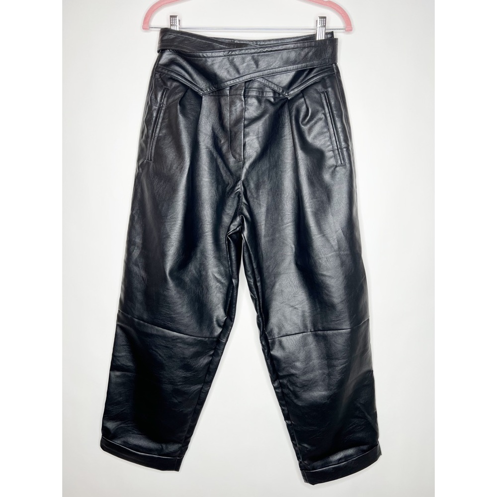 Black Cropped Leather Pants